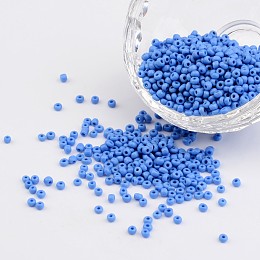 Honeyhandy 12/0 Opaque Colours Round Glass Seed Beads, Cornflower Blue, Size: about 2mm in diameter, hole:1mm, about 3303pcs/50g