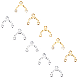 UNICRAFTALE Vacuum Plating 304 Stainless Steel Chandelier Components Links, Arch Shape, Golden & Stainless Steel Color, 8.5x9.5x0.5mm, Hole: 1mm, 2 Colors, 30pcs/color, 60pcs/box