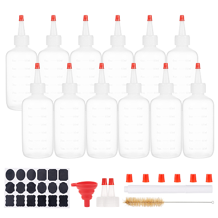 Plastic Graduated Squeeze Bottles, with Red Tip Cap, Durable Squirt Bottle for Ketchup, Sauces, Syrup, Dressings, Arts & Crafts, White, 5.3x12.5cm; Capacity: 180ml