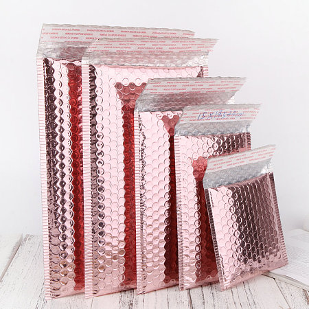Rose Gold Bubble Packaging Bags, Self-Adhesive Closure, for Mailing, Packaging, Rectangle, 20x15cm