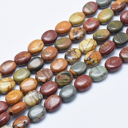 Arricraft Natural Picasso Stone/Picasso Jasper Beads Strands, Oval, 10.5x8.5x5mm, Hole: 1mm, about 40pcs/strand, 15.7 inches(39cm)
