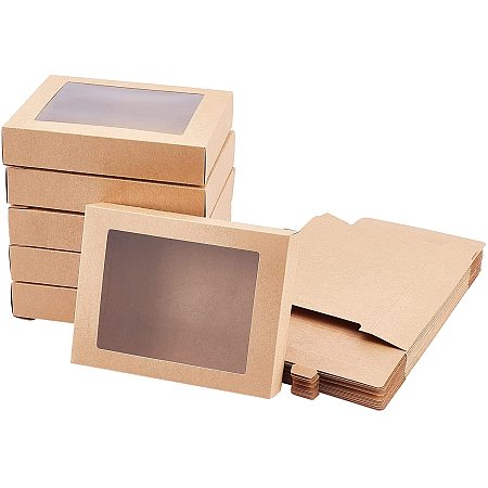 Cardboard Box, with PVC Clear Window, Rectangle, Camel, 14.5x10.5x2.5cm