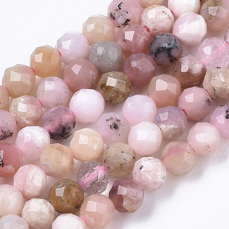 ARRICRAFT Natural Pink Opal Beads Strands, Round, Faceted, Grade AB, 3mm, Hole: 0.6mm, about 110~122pcs/strand, 15.55 inches(39.5cm)