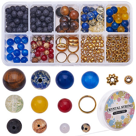 SUNNYCLUE DIY Bracelets Making, with Natural/Synthetic Gemstone Beads and Glass Bead, Iron Bead Spacers and Brass Bead Frames, Mixed Color, 135x70x30mm