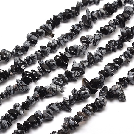 ARRICRAFT Snowflake Obsidian Chip Bead Strands, 5~8x5~8mm, Hole: 1mm, about 31.5 inches