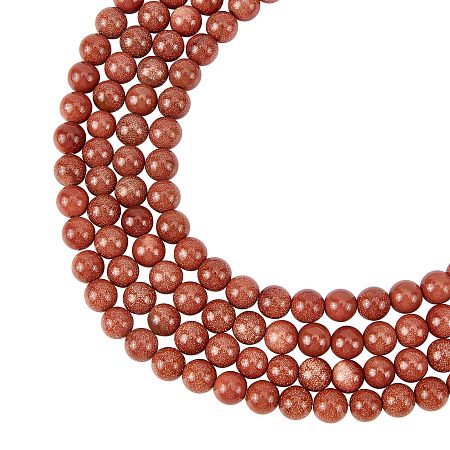 Arricraft About 188 Pcs 8mm Stone Beads, Synthetic Goldstone Round Beads, Gemstone Loose Beads for Bracelet Necklace Jewelry Making (Hole: 1mm)