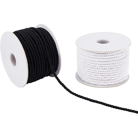 Nylon Threads, Milan Cords/Twisted Cords, Mixed Color, 3mm; about 20m/roll, 2 colors, 1roll/color, 2rolls