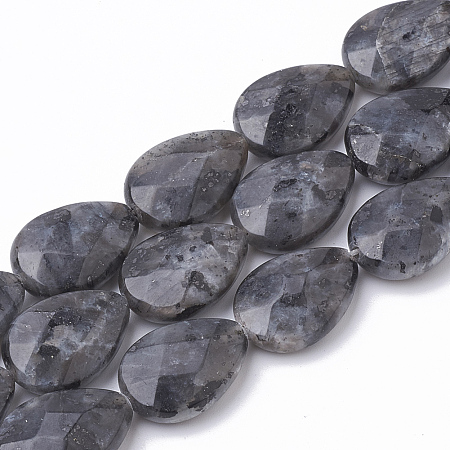 ARRICRAFT Natural Labradorite Beads Strands, Faceted, teardrop, 18x13x5mm, Hole: 1mm, about 22pcs/strand, 15.5 inches