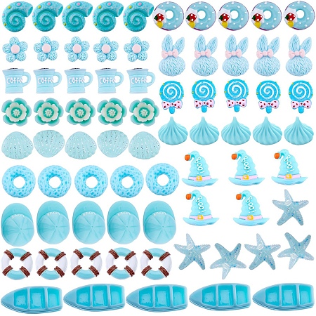SUNNYCLUE Resin Cabochons, Mixed Shapes, Pale Turquoise, 25x25x5.5mm, 75pcs/set