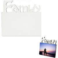 Sublimation MDF Blanks Photo Frame, for Transfer Heat Press Printing Crafts, Rectangle with Word Family, White, Photo Frame: 155x140x5mm, Holder: 85x60x10mm
