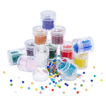 Arricraft 6/0 Opaque Glass Seed Beads, Opaque Colours Luster, Round, Mixed Color, 4x3mm, Hole: 1mm, 12 colors, about 150pcs/color, 1800pcs/set