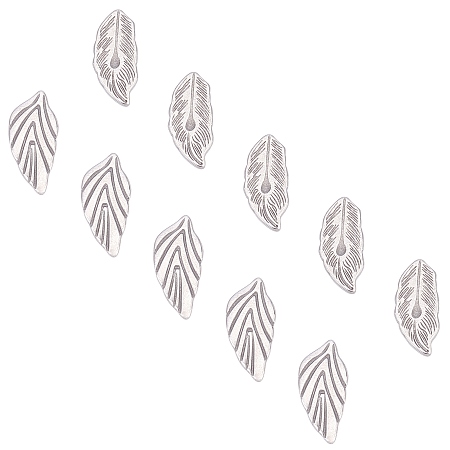 Unicraftale 304 Stainless Steel Cabochons, Leaf, Stainless Steel Color, 16.5×8×1.5mm, 20pcs/box