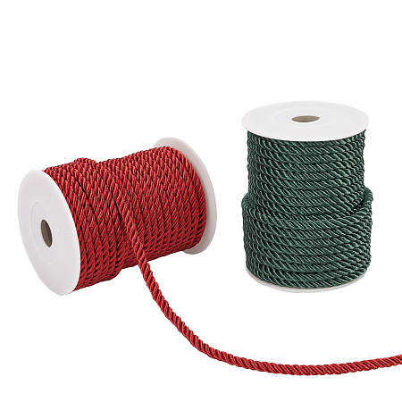 Twisted Nylon Thread, Mixed Color, 5mm, about 18~19yards/roll(16.4m~17.3m/roll); 2 colors, 1roll/color, 2rolls