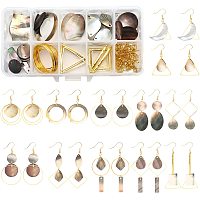 SUNNYCLUE DIY Geometry Theme Earring Making Kits, include Natural Black Lip Shell Pendants, Brass Linking Rings & Earring Hooks, Alloy Bar Links Connectors, Golden