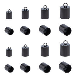 Unicraftale Vacuum Plating 304 Stainless Steel Cord Ends, End Caps, Column, Gunmetal, 5~8x4~7mm, Hole: 1.5mm; Inner Diameter: 3~6mm, 24pcs