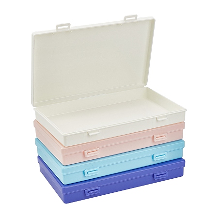 Plastic Boxs, Bead Storage Containers, Rectangle, Mixed Color, 17.5x11.2x2.7cm, 4 colors, 1pc/color, 4pcs/set