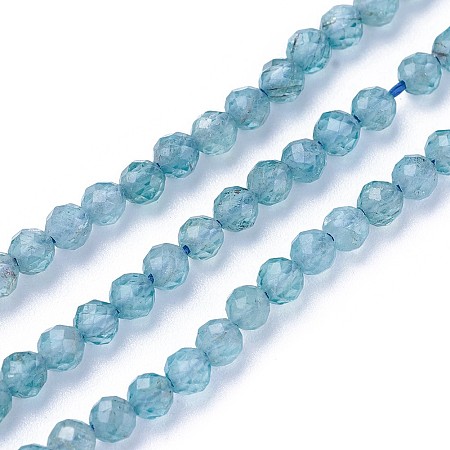 ARRICRAFT Natural Apatite Beads Strands, Faceted, Round, Cadet Blue, 3~3.5mm, Hole: 0.5mm, about 115~130pcs/strand, 14.5~16.1 inches(37~41cm)