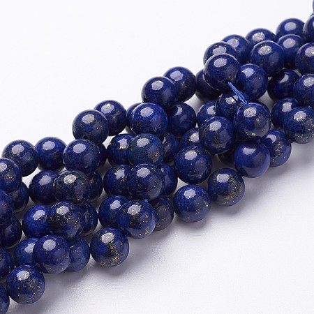 Arricraft Dyed Grade A Natural Lapis Lazuli Beads Strands, Round, about 8mm in diameter, hole: 1mm, about 48pcs/strand, 15.5 inches