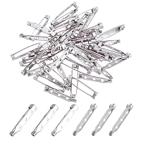 Unicraftale 304 Stainless Steel Pin Brooch Back Bar Findings, Stainless Steel Color, 32x5x6mm, Hole: 2mm; Pin: 0.8mm, 50pcs/box