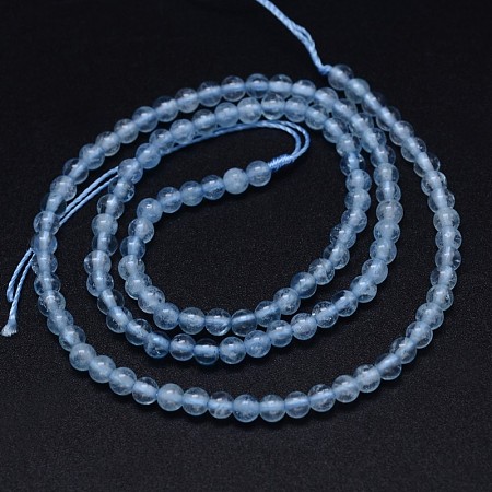 ARRICRAFT Round Natural 3A Aquamarine Beads Strands, 4mm, Hole: 0.5mm, about 119pcs/strand, 15.5 inches