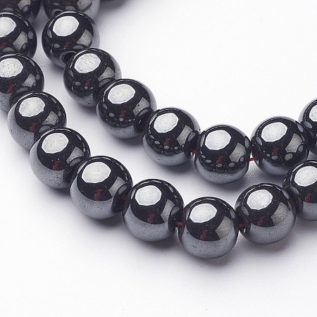 Arricraft 1 Strand Grade AAA Non-Magnetic Synthetic Hematite Round Beads Strands, Black, 8mm, Hole: 1.8~2mm