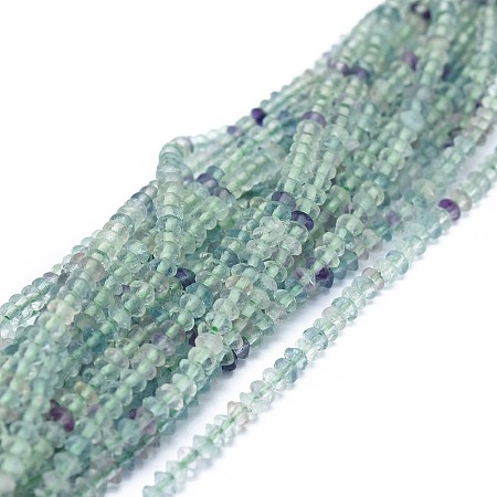 Arricraft Natural Fluorite Beads Strands, Faceted, Rondelle, 2.5~3.5x1.5mm, Hole: 0.6mm, about 90pcs/strand, 15.35(39cm)