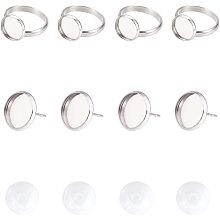 Unicraftale DIY Earring & Finger Ring Making Kits, with Stainless Steel  Settings, 10mm Transparent Clear Glass Cabochons, Stainless Steel Color, 40pcs/box