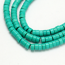 Arricraft Synthetic Turquoise Beads Strands, Heishi Beads, Dyed, Flat Round, Turquoise, 6x3mm, Hole: 1mm, about 135pcs/strand, 15.75 inches