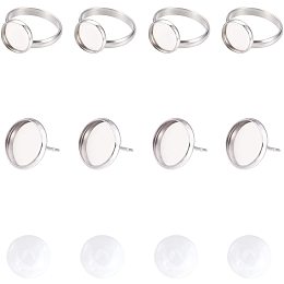 Unicraftale DIY Earring & Finger Ring Making Kits, with Stainless Steel  Settings, 10mm Transparent Clear Glass Cabochons, Stainless Steel Color, 40pcs/box