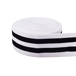 Flat Elastic Band, For Clothing, Garment Accessories, Black & White, 50mm, 5m/roll, 1roll