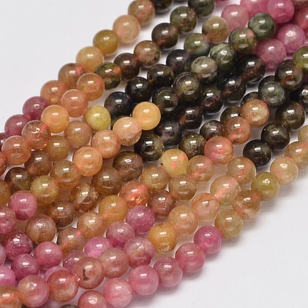 ARRICRAFT Round Natural Tourmaline Beads Strands, Grade A, 4.5~5mm, Hole: 1mm, about 73pcs/strand, 15.7 inches