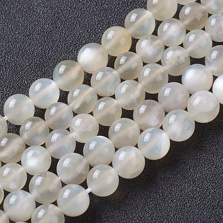 ARRICRAFT Natural Moonstone Beads Strands, Round, 8~8.5mm, Hole: 1mm, about 47pcs/strand, 15.35 inches(39cm)