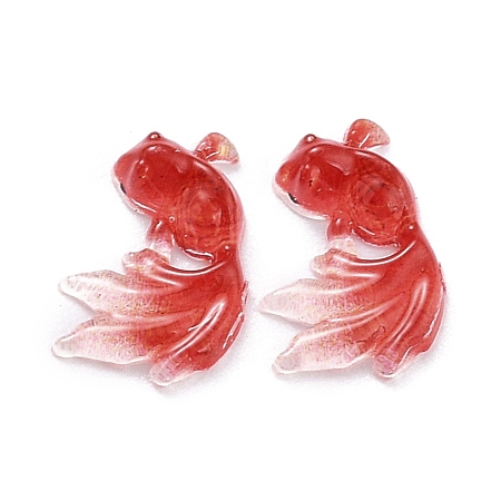 Honeyhandy Transparent Resin Cabochons, for DIY Decoration, Goldfish, Red, 11x7.5x3mm