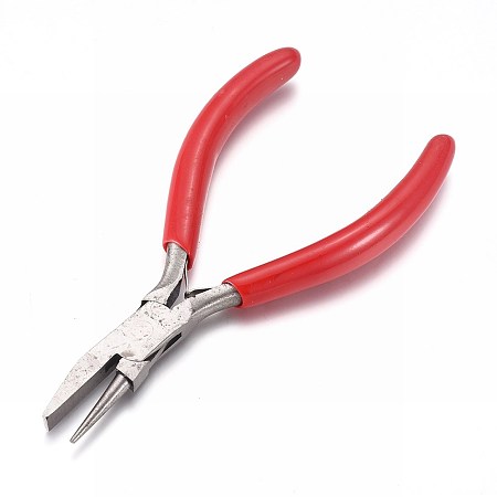High Carbon Steel Pliers, Flat Nose and Round Nose Pliers, Red, 133x72x12.5mm