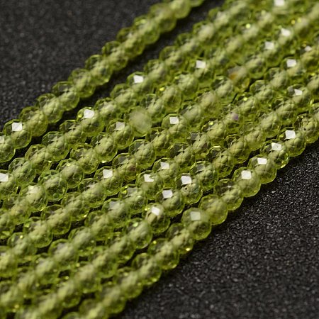 Arricraft Natural Peridot Beads Strands, Faceted, Rondelle, 3x2mm, Hole: 0.5~0.6mm, about 129~173pcs/strand, 15.5 inches(39.5cm)