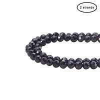 PandaHall Elite 2mm Natural Black Spinel Rondelle Gemstone Beads Round Loose Beads Strands Jewelry Making (2 Strand, About 200pcs/strand)