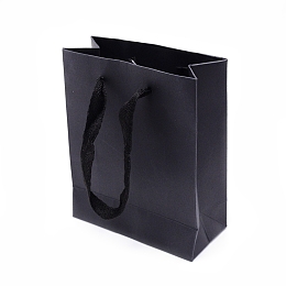 Paper Bags, Gift Bags, Shopping Bags, Wedding Bags, Rectangle with Handles, Black, 16x13x6cm