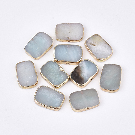 Arricraft Electroplate Natural Amazonite Beads, Rectangle, 13~14x18~19x3~4mm, Hole: 1mm