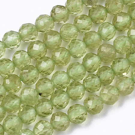 Arricraft Natural Peridot Beads Strands, Faceted, Round, 3mm, Hole: 0.7mm, about 120pcs/strand, 15.75 inches(40cm)