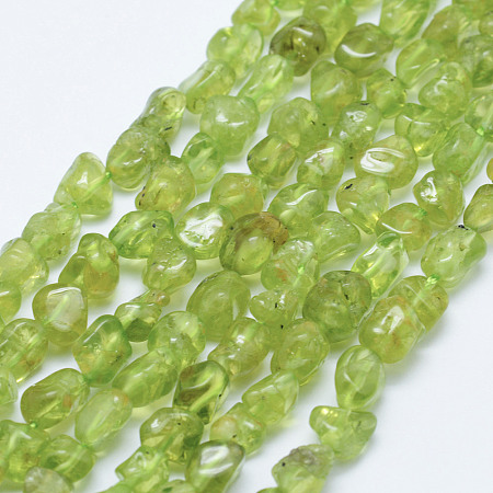 Arricraft Natural Peridot Beads Strands, Grade AB, Nuggets, 5~11x5~7mm, Hole: 1mm, 15.3 inches~15.7 inches(39~40cm)