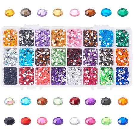 PandaHall Elite 10800 Pcs Faceted Flat Round No Hot Fix Acrylic Rhinestones Cabochons Glitter Diamond Gems Decorations for Cell Phone Nail Art Mixed Color