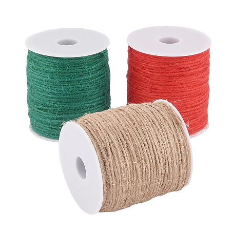 Earthy Colored Hemp Cord, Hemp String, Hemp Twine, for DIY Macrame Crafting, Mixed Color, 2mm; 100m/roll, 3 colors, 1roll/color, 3rolls
