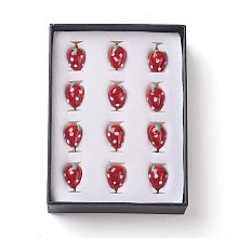 ARRICRAFT 1 Box(12pcs) Strawberry Handmade Lampwork Glass Beads Red, 12~13x17~18mm, Hole: 2mm