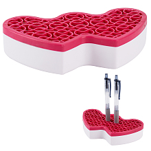 Gorgecraft Multipurpose Silicone Storage Box, for Cosmetics Brush Holder, Pen Holder, Toothbrush Holder, Lipstick Holder, Double Heart, Cerise, 9x15.6x3.35cm, Box Size: 18.6x8.8x3.55cm