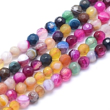 Arricraft Natural Agate Beads, Dyed, Faceted Round, Mixed Color, 6mm, Hole: 1mm, about 61pcs/strand, 14.3 inches(36.5cm)