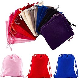 Rectangle Velvet Pouches, Gift Bags, Mixed Color, 12x10cm, 9 colors, 2pcs/color, 18pcs/set