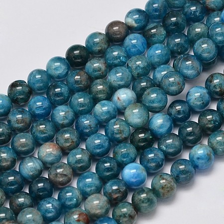 ARRICRAFT Natural Apatite Round Bead Strands, 6mm, Hole: 1mm, about 65pcs/strand, 15.5 inches