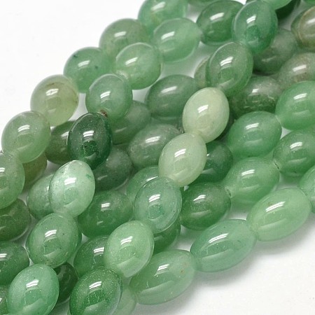 ARRICRAFT Oval Natural Green Aventurine Beads Necklaces, 10x8mm, Hole: 1mm, about 39pcs/strand, 15.7 inches