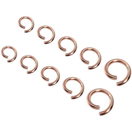 Unicraftale 304 Stainless Steel Jump Rings, Open Jump Rings, with Bead Container, Rose Gold, 6.8x5.2x1.1cm, 250pcs/box
