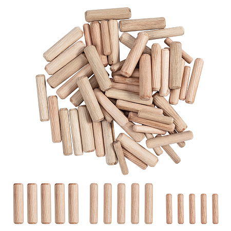 Olycraft Wooden Dowel Pins, Woodworking Craft Rods, for Furniture Fitting Tools, Mixed Sized, BurlyWood, 30x6mm/40x8mm/40x10mm; about 450pcs/set